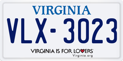 VA license plate VLX3023