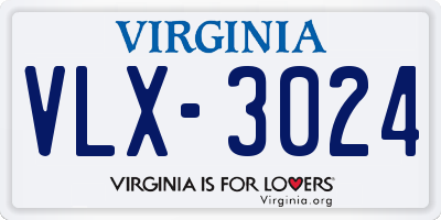 VA license plate VLX3024