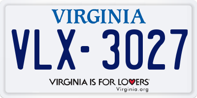 VA license plate VLX3027