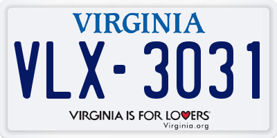 VA license plate VLX3031