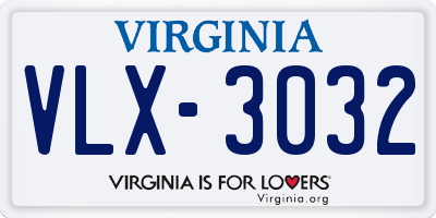 VA license plate VLX3032