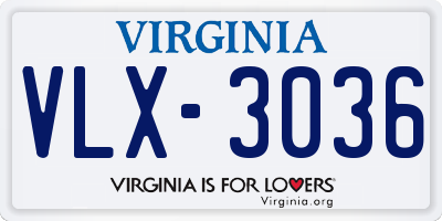 VA license plate VLX3036