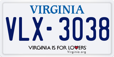 VA license plate VLX3038