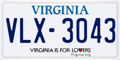 VA license plate VLX3043