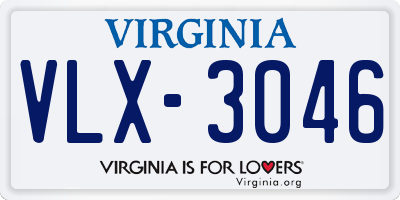 VA license plate VLX3046