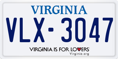 VA license plate VLX3047