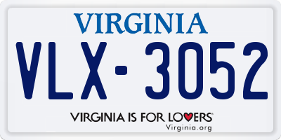 VA license plate VLX3052