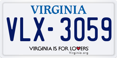 VA license plate VLX3059