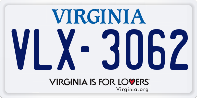 VA license plate VLX3062