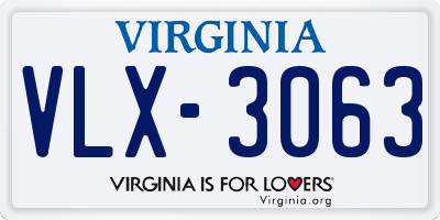 VA license plate VLX3063