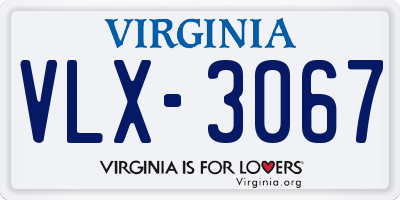 VA license plate VLX3067