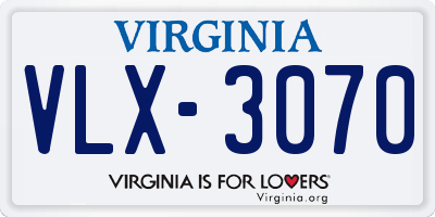 VA license plate VLX3070