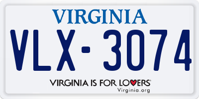 VA license plate VLX3074