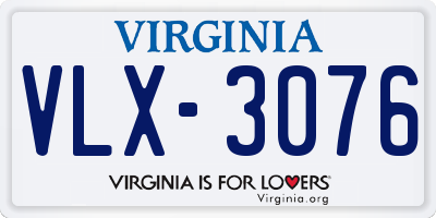 VA license plate VLX3076