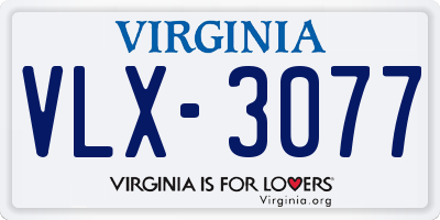 VA license plate VLX3077