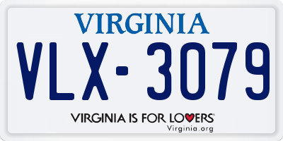 VA license plate VLX3079