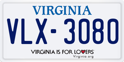 VA license plate VLX3080