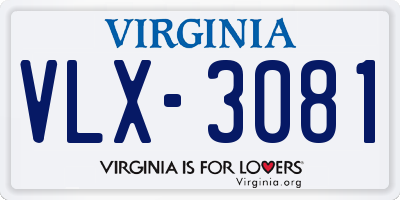 VA license plate VLX3081
