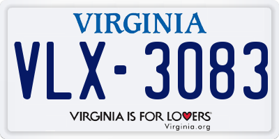 VA license plate VLX3083