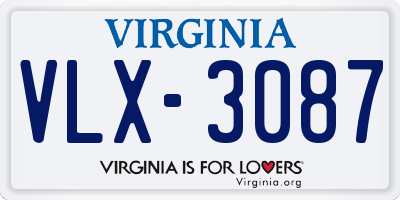 VA license plate VLX3087