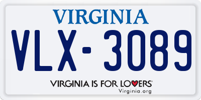 VA license plate VLX3089