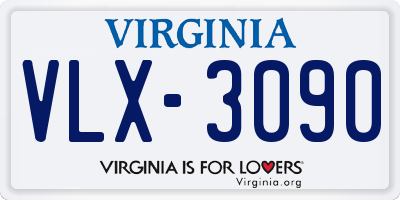 VA license plate VLX3090