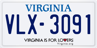 VA license plate VLX3091