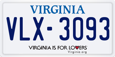 VA license plate VLX3093