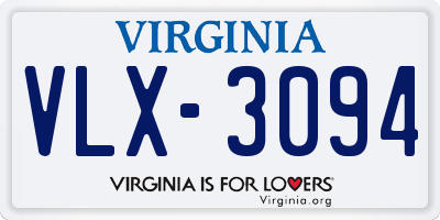 VA license plate VLX3094