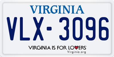 VA license plate VLX3096