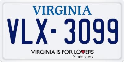 VA license plate VLX3099