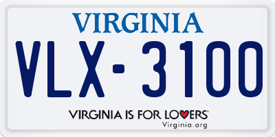 VA license plate VLX3100