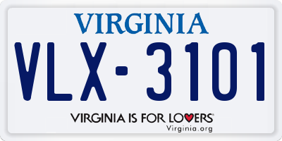 VA license plate VLX3101