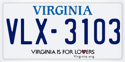 VA license plate VLX3103