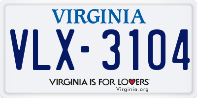 VA license plate VLX3104