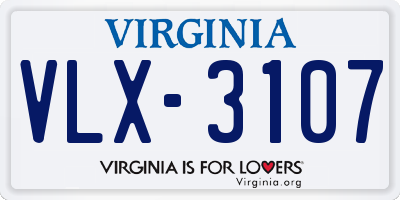 VA license plate VLX3107