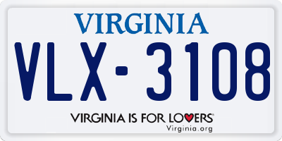 VA license plate VLX3108