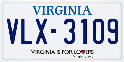 VA license plate VLX3109