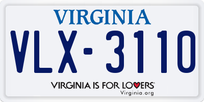 VA license plate VLX3110