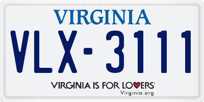 VA license plate VLX3111