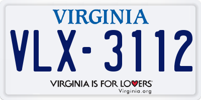 VA license plate VLX3112