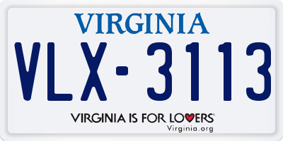 VA license plate VLX3113