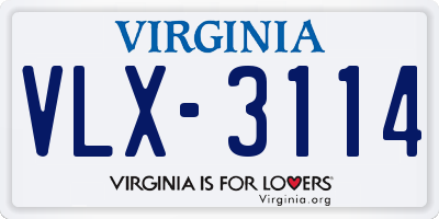 VA license plate VLX3114