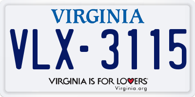 VA license plate VLX3115