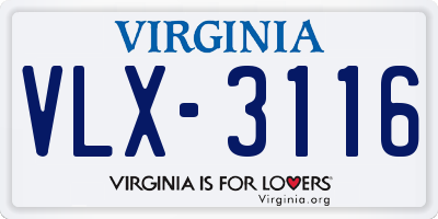 VA license plate VLX3116