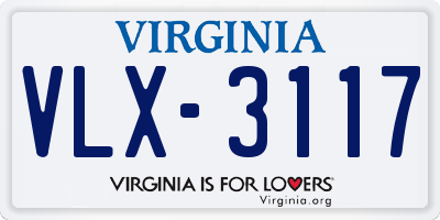 VA license plate VLX3117