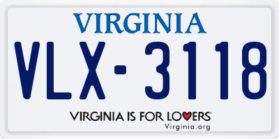 VA license plate VLX3118