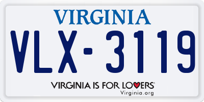 VA license plate VLX3119