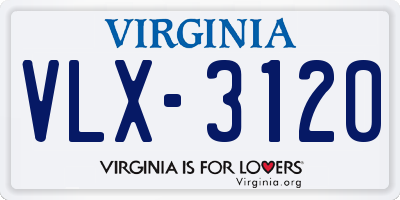 VA license plate VLX3120