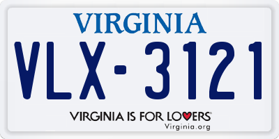 VA license plate VLX3121